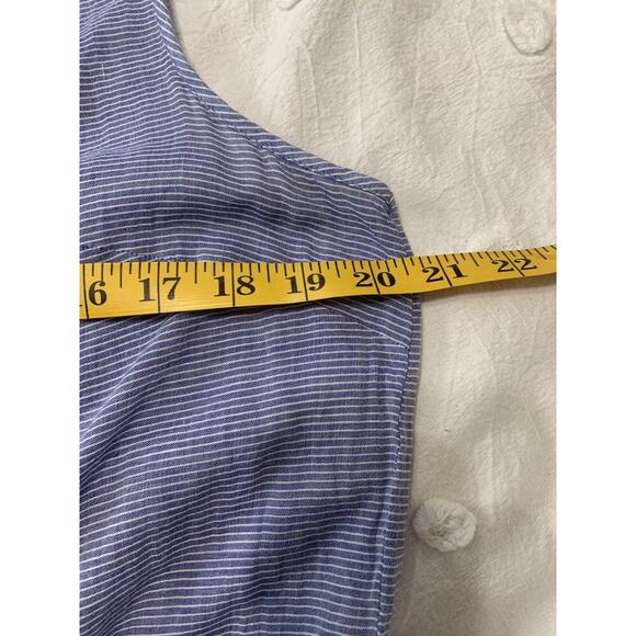 Talbot's Tunic Top L Sleeveless Pullover Embroidered Beaded Blue striped Coastal - Picture 4 of 7